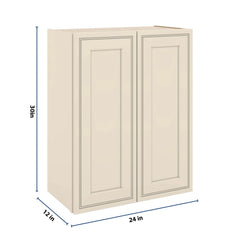 J&K Pearl Glazed H9 Double Door Wall Cabinet - 24" W x 30" H