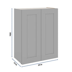 J&K Castle Grey S5 Double Door Wall Cabinet - 24" W x 30" H
