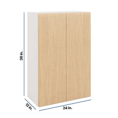 Modernform Cabinet Natural Oak 24" W X 36" H X 12" D Double Door Wall Cabinet