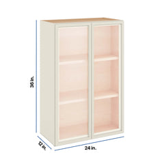 Modernform Cabinet Slim Dove White 24" W X 36" H X 12" D Double Glass Door Wall Cabinet