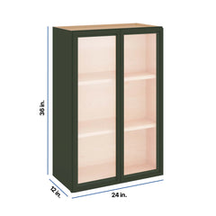 Modernform Cabinet Slim Sage Green 24" W X 36" H X 12" D Double Glass Door Wall Cabinet
