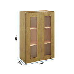 Modernform Cabinet Natural Shaker 24" W X 36" H X 12" D Double Glass Door Wall Cabinet