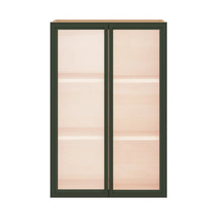 Modernform Cabinet Slim Sage Green 24" W X 36" H X 12" D Double Glass Door Wall Cabinet