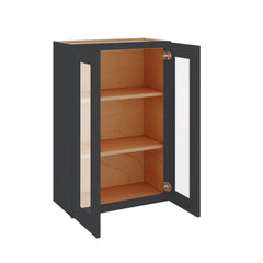 Modernform Cabinet Onyx Black Shaker 24" W X 36" H X 12" D Double Glass Door Wall Cabinet