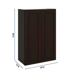 J&K Espresso K8 Double Door Wall Cabinet - 24" W x 36" H