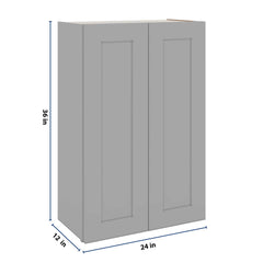 J&K Castle Grey S5 Double Door Wall Cabinet - 24" W x 36" H
