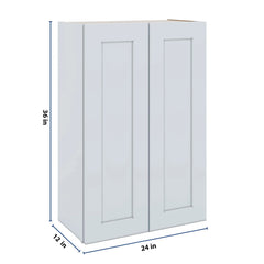 J&K White Shaker S8 Double Door Wall Cabinet - 24" W x 36" H