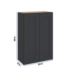 Modernform Cabinet Onyx Black Shaker 24" W X 36" H X 12" D Double Door Wall Cabinet