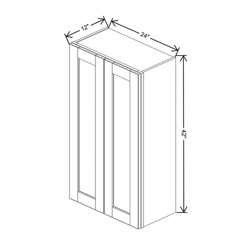 J&K Creme Glazed A7 Double Door Wall Cabinet - 24" W x 42" H