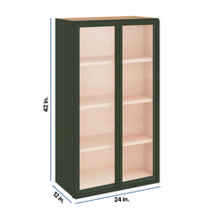 Modernform Cabinet Slim Sage Green 24" W X 42" H X 12" D Double Glass Door Wall Cabinet