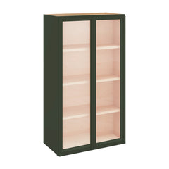 Modernform Cabinet Slim Sage Green 24" W X 42" H X 12" D Double Glass Door Wall Cabinet