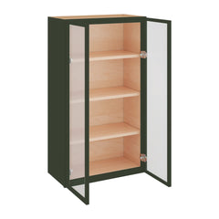 Modernform Cabinet Slim Sage Green 24" W X 42" H X 12" D Double Glass Door Wall Cabinet