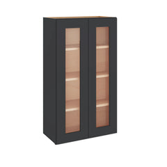 Modernform Cabinet Onyx Black Shaker 24" W X 42" H X 12" D Double Glass Door Wall Cabinet