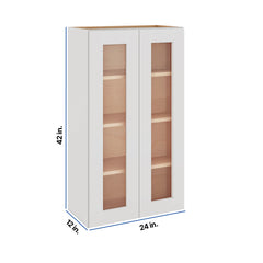 Modernform Cabinet White Shaker 24" W X 42" H X 12" D Double Glass Door Wall Cabinet