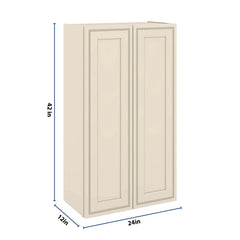 J&K Pearl Glazed H9 Double Door Wall Cabinet - 24" W x 42" H