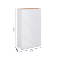 Modernform Cabinet Gloss White 24" W X 42" H X 12" D Single Door Wall Cabinet