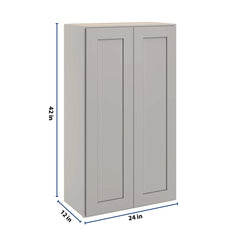CNC Luxor 5-Piece Misty Grey 24" W X 42" H Double Door Wall Cabinet