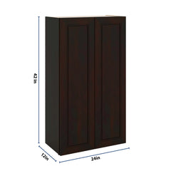 J&K Espresso K8 Double Door Wall Cabinet - 24" W x 42" H