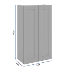 J&K Castle Grey S5 Double Door Wall Cabinet - 24" W x 42" H
