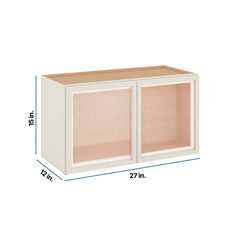Modernform Cabinet Slim Dove White 27" W X 15" H X 12" D Double Glass Door Wall Cabinet