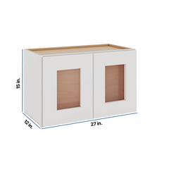 Modernform Cabinet White Shaker 27" W X 15" H X 12" D Double Glass Door Wall Cabinet