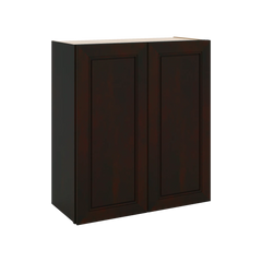 J&K Espresso K8 Double Door Wall Cabinet - 27" W x 30" H