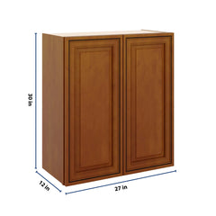 J&K Mocha Glazed K10 Double Door Wall Cabinet - 27" W x 30" H