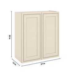 J&K Pearl Glazed H9 Double Door Wall Cabinet - 27" W x 30" H