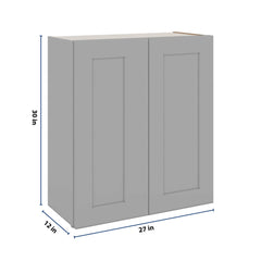 J&K Castle Grey S5 Double Door Wall Cabinet - 27" W x 30" H
