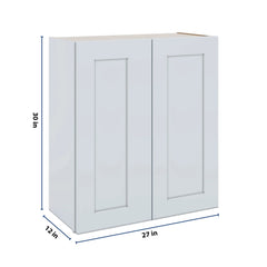 J&K White Shaker S8 Double Door Wall Cabinet - 27" W x 30" H