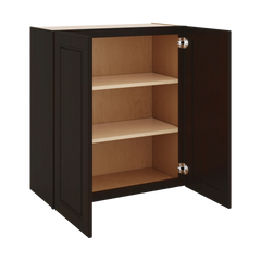 J&K Espresso K8 Double Door Wall Cabinet - 27" W x 30" H