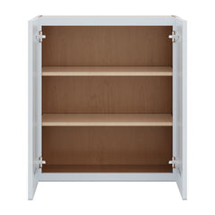 J&K White Shaker S8 Double Door Wall Cabinet - 27" W x 30" H