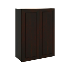J&K Espresso K8 Double Door Wall Cabinet - 27" W x 36" H
