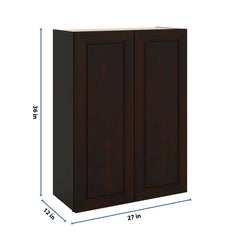 J&K Espresso K8 Double Door Wall Cabinet - 27" W x 36" H