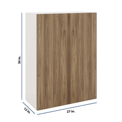 Modernform Cabinet Walnut 27" W X 36" H X 12" D Double Door Wall Cabinet