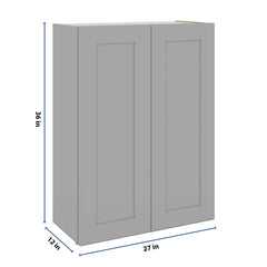 J&K Castle Grey S5 Double Door Wall Cabinet - 27" W x 36" H
