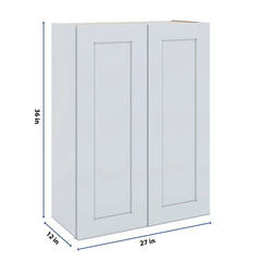 J&K White Shaker S8 Double Door Wall Cabinet - 27" W x 36" H
