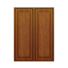 J&K Mocha Glazed K10 Double Door Wall Cabinet - 27" W x 36" H