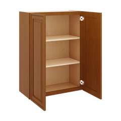 J&K Mocha Glazed K10 Double Door Wall Cabinet - 27" W x 36" H