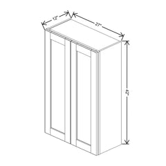 J&K Almond S2 Double Door Wall Cabinet - 27" W x 42" H