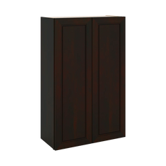 J&K Espresso K8 Double Door Wall Cabinet - 27" W x 42" H