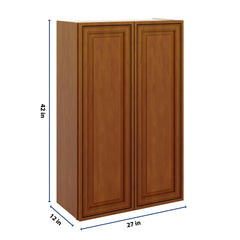 J&K Mocha Glazed K10 Double Door Wall Cabinet - 27" W x 42" H