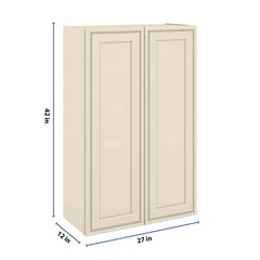 J&K Pearl Glazed H9 Double Door Wall Cabinet - 27" W x 42" H