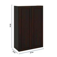 J&K Espresso K8 Double Door Wall Cabinet - 27" W x 42" H