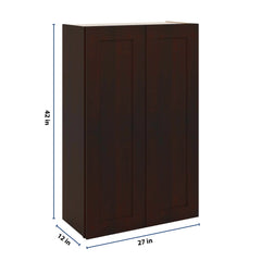 J&K Java Coffee S1 Double Door Wall Cabinet - 27" W x 42" H