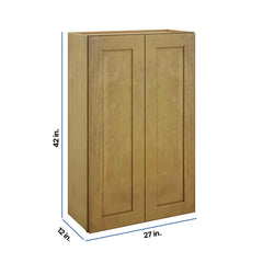 Modernform Cabinet Natural Shaker 27" W X 42" H X 12" D Double Door Wall Cabinet