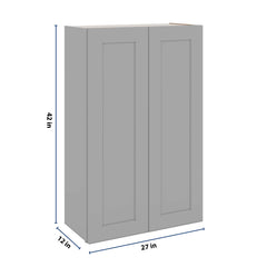 J&K Castle Grey S5 Double Door Wall Cabinet - 27" W x 42" H