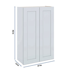 J&K White Shaker S8 Double Door Wall Cabinet - 27" W x 42" H
