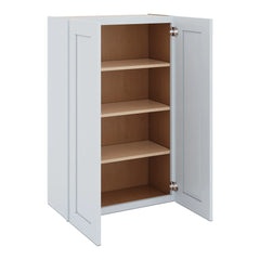 J&K White Shaker S8 Double Door Wall Cabinet - 27" W x 42" H