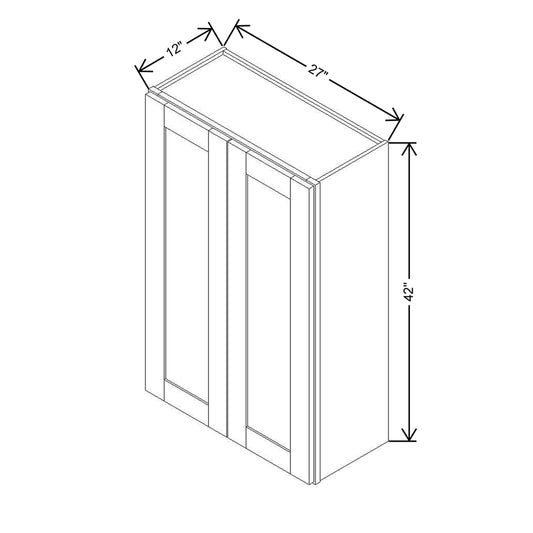 Modernform Cabinet Onyx Black Shaker 27" W X 42" H X 12" D Double Door Wall Cabinet